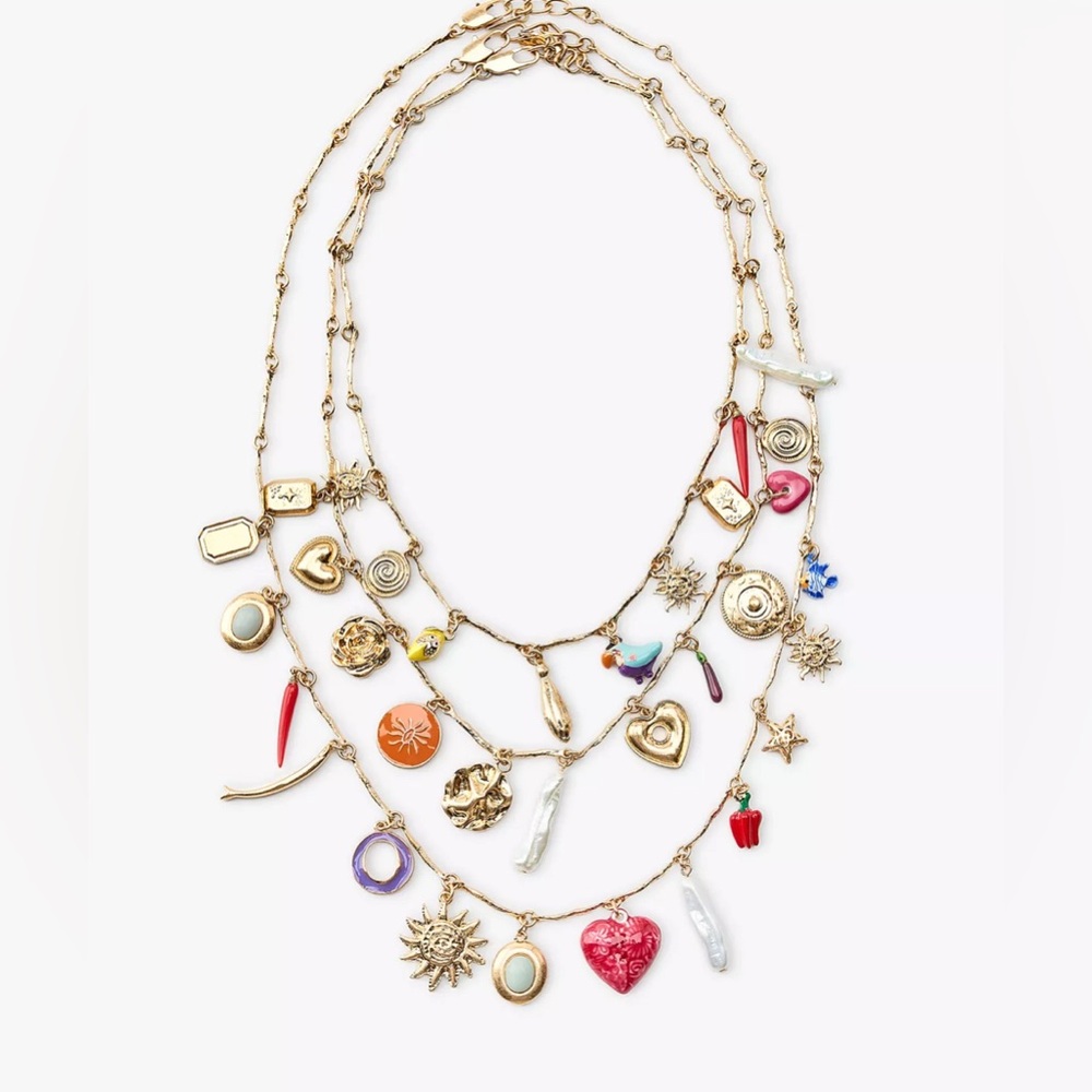 Zara NEW 3‎ Pack Necklace Beach Gold Charm Layered Bohemian Hippie Festival Boho
